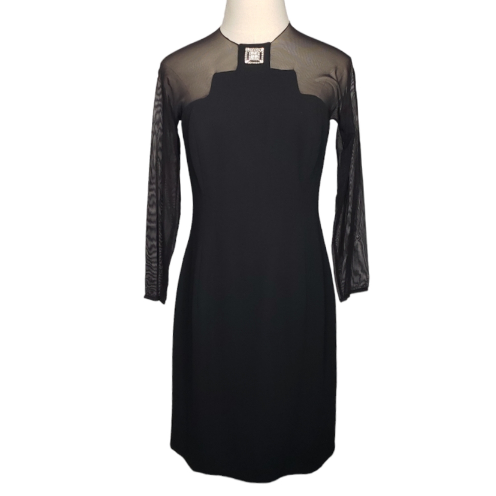 En Francais Huey Walter Vtg Evening Sheath Dress Event Cocktail Rheinstone Mesh